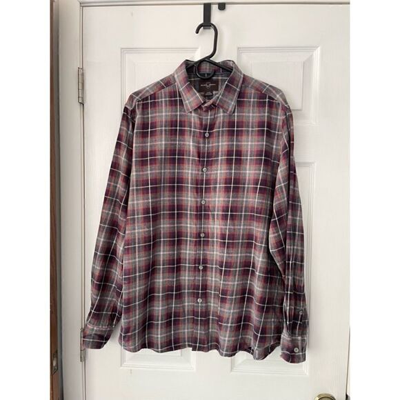 Black & Brown Mens XL Flannel Plaid Button Down Dress Shirt - Picture 1 of 4